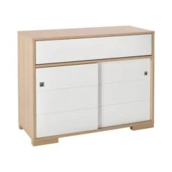 Schardt Slide Oak Wickelkommode 2 Schiebetüren MDF Weiß/Vincenza Eiche - Inkl. Wickelaufsatz -Roba || Pinolino || Träumeland Verkäufe 05 220 26 02 slide oak wickelkommode ohne aufsatz 2