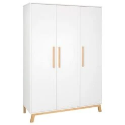 Schardt Venice Kleiderschrank 3T Dekor Weiß / Massivholz Buche Geölt