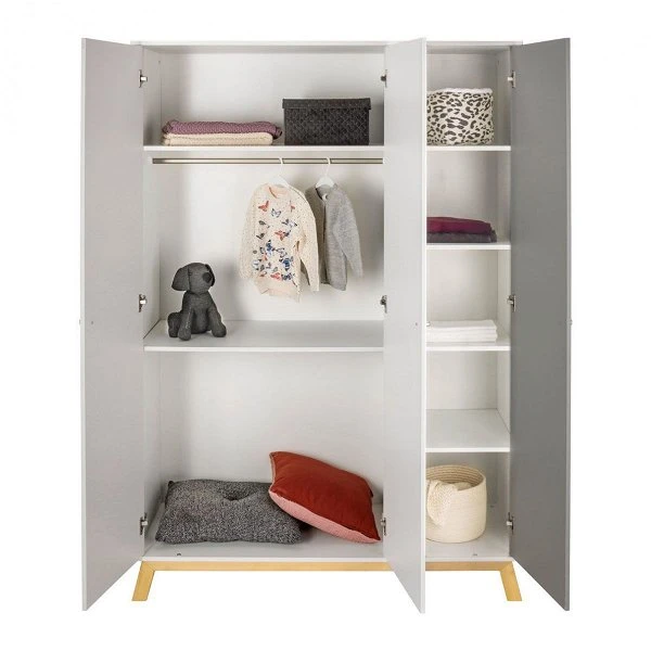 Schardt Vegas Kleiderschrank Weiß/grau- Fuß Massivholz 2 Schardt Vegas Kleiderschrank Weiß/grau- Fuß Massivholz – Bild 2