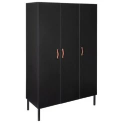 Schardt Melody Black Kleiderschrank 3T Dekor Schwarz / Massivholz Buche Schwarz Lackiert
