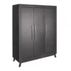 Schardt Miami Black Kleiderschrank - 3T Dekor Schwarz, Massiver Fuß