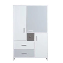 Schardt Candy Grey Kleiderschrank Weiß/grau 3 Türen, 3 Schubkästen