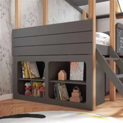 Nature Kid Cory Kinderzimmer Anthrazit 8-teilig Mit Hausbett 90 X 200 Cm, Dach & Schreibtisch -Roba || Pinolino || Träumeland Verkäufe 100175 unterstellschrank catania anthrazit ambiente 2k quadrat 1 2