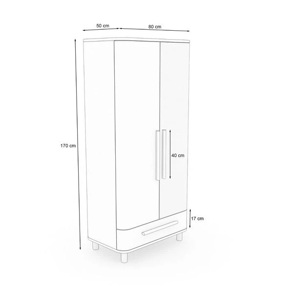 Nature Kid Milan Kleiderschrank Natur / Weiß 2-türig 4 Nature Kid Milan Kleiderschrank Natur / Weiß 2-türig – Bild 4