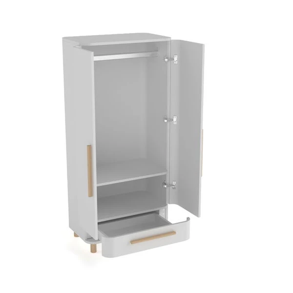 Nature Kid Milan Kleiderschrank Natur / Weiß 2-türig 2 Nature Kid Milan Kleiderschrank Natur / Weiß 2-türig – Bild 2