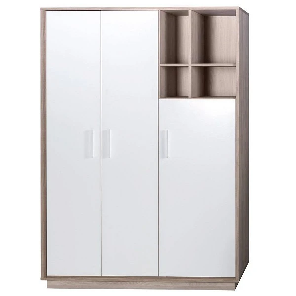 Roba Olaf Kleiderschrank 3 Türen, 4 Offene Fächer Weiß / Luna Elm 1 Roba Olaf Kleiderschrank 3 Türen, 4 Offene Fächer Weiß / Luna Elm