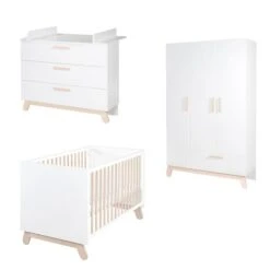 Roba Clara Kinderzimmer 3T Weiß Bett, Wickelkommode, Schrank