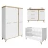 Roba Smile Kinderzimmer 3T Weiß Bett, Wickelkommode, Schrank