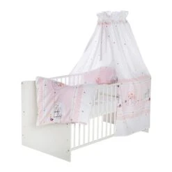 Schardt Birdy Rosa Bettset 4- Teilig Mit Bettwäsche, Himmel Und Nestchen