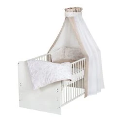 Schardt Origami Beige Bettset 4- Teilig Mit Bettwäsche, Himmel Und Nestchen