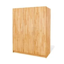Pinolino Natura Kleiderschrank Groß 3 Türen Buche Massiv, Geölt
