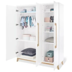 Pinolino Riva Kinderzimmer Extrabreit Groß 3türig Inkl. Wandregal Edelmatt Weiß/Esche Klar Lackiert -Roba || Pinolino || Träumeland Verkäufe 143415g 05 13