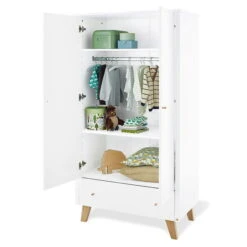 Pinolino Pan Kinderzimmer Extrabreit 2türig Inkl. Wandregal Edelmatt Weiß/Eiche Klar Lackiert -Roba || Pinolino || Träumeland Verkäufe 143420 offen