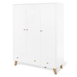 Pinolino Pan Kinderzimmer Extrabreit Groß 3türig Inkl. Wandregal Edelmatt Weiß/Eiche Klar Lackiert -Roba || Pinolino || Träumeland Verkäufe 143420g 1
