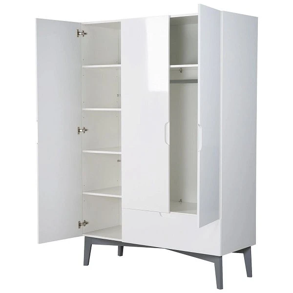 Roba Retro 2 Kleiderschrank 3 Türen, 1 Schublade Hochglanz Weiß 2 Roba Retro 2 Kleiderschrank 3 Türen, 1 Schublade Hochglanz Weiß – Bild 2
