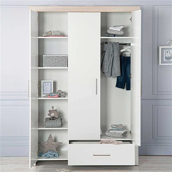 Roba Lucy Kleiderschrank 3 Türen Weiß / Luna Elm 2 Roba Lucy Kleiderschrank 3 Türen Weiß / Luna Elm – Bild 2