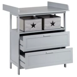 Roba Hamburg Wickelkommode Taupe 2 Schubladen, 2 Canvas Boxen -Roba || Pinolino || Träumeland Verkäufe 1712040tp f 2