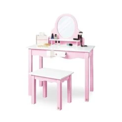 Pinolino Kinderschminktisch Jasmin Inkl. Hocker MDF, Weiß Und Rosa Lackiert