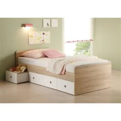 Ticaa Vicky Einzelbett Sonoma-weiß Mit Schubkästen Holznachbildung - 90 X 200 Cm