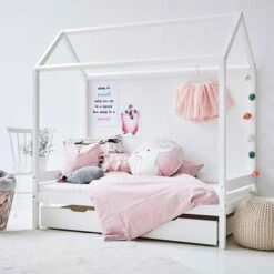 Hoppekids ECO Comfort Hausbett Weiß Kinderbett In 70 X 160 Cm - Mit Hausdach -Roba || Pinolino || Träumeland Verkäufe 30 0008 32 07m pink milieu 1 1