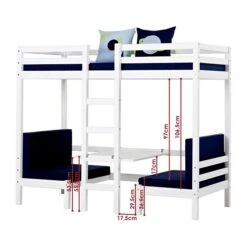 Hoppekids JUMBO Etagenbett ECO Dream 90x200 Cm Nicht Teilbar | Mit Sitzbank & Tisch -Roba || Pinolino || Träumeland Verkäufe 36 1040 82 09a dimensions non divisible 1