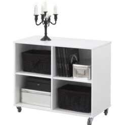 Hoppekids Regal Auf Rollen - Weiß 4 Fächer - Gut Kombinierbar