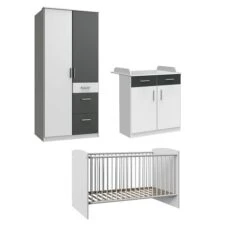 Wimex Joker Babyzimmer 3-teilig Schrank 2-türig Weiß / Graphit