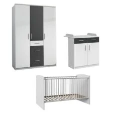 Wimex Joker Babyzimmer 3-teilig Schrank 3-türig Weiß / Graphit