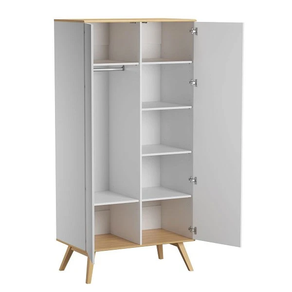 VOX Nature Kleiderschrank 2-türig Weiß/eiche 2 VOX Nature Kleiderschrank 2-türig Weiß/eiche – Bild 2