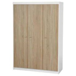 Roba Gabriella Kleiderschrank 3 Türen Weiß/Sonoma Eiche Sägerau Hell