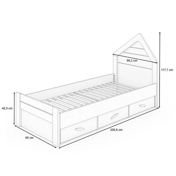 Nature Kid My House Einzelbett Natur/grau 90 X 200 Cm Inkl. Schublade 3 Nature Kid My House Einzelbett Natur/grau 90 X 200 Cm Inkl. Schublade – Bild 3