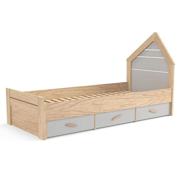 Nature Kid My House Einzelbett Natur/grau 90 X 200 Cm Inkl. Schublade 2 Nature Kid My House Einzelbett Natur/grau 90 X 200 Cm Inkl. Schublade – Bild 2