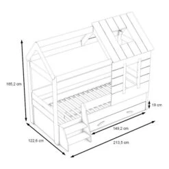 Nature Kid My House Hausbett Natur 90 X 200 Cm Inkl. Stoffdach Und Bettkasten -Roba || Pinolino || Träumeland Verkäufe 466064 466074 bergamo hausbett schublade sketch