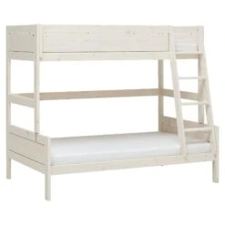 LIFETIME Etagenbett Family Kiefer Whitewash 90/120 Cm, Deluxe-Lattenroste