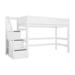 LIFETIME Mittelhochbett Mit Treppe Weiß Höhe 152 Cm