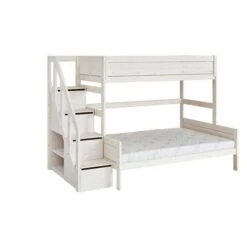 LIFETIME Etagenbett 177 Cm Mit Treppe Whitewash Kiefer, 90x200 / 140x200
