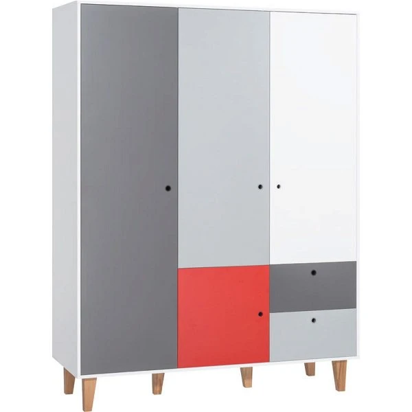 VOX Concept Baby Kleiderschrank 3-türig Red White/grey/graphite 1 VOX Concept Baby Kleiderschrank 3-türig Red White/grey/graphite