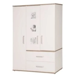 Roba Pia Kleiderschrank Weiß/Sanremo Eiche 3 Türen, 2 Schubkästen