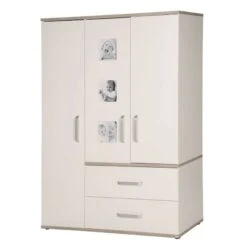 Roba Moritz Kleiderschrank Weiß/Luna Elm 3 Türen, 2 Schubkästen