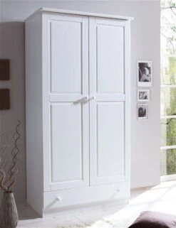 Ticaa Moritz Kleiderschrank Weiß 2-türig - Kiefer Massiv