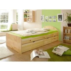 Ticaa Erna Schubkastenbett Natur 90 X 200 Cm Massivholz