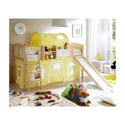 Ticaa Ekki Rutschbett Kiefer Natur Massivholz - Vorhang-Dessin Wählbar