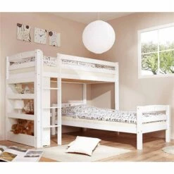 Ticaa Lupo L-Etagenbett Buche Weiß Massivholz