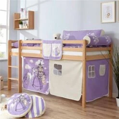 Ticaa Rene Hochbett Buche Natur A1 Massivholz - Vorhang-Dessin Wählbar