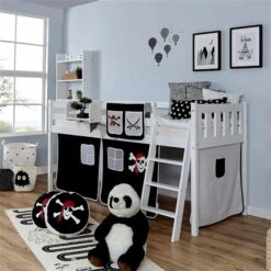 Ticaa Eric Hochbett Vertikal Buche Weiß A1 Massivholz - Vorhang-Dessin Wählbar