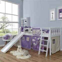 Ticaa Ekki Rutschbett Vertikal Buche Weiß A1 Massivholz - Vorhang-Dessin Wählbar