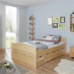 Ticaa Einzelbett Leni Mit 5er Schubkästen Massivholz - 120x200 Cm