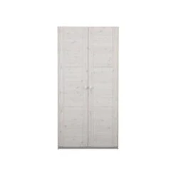 LIFETIME Schrank 100 Cm, 2 Türen, Whitewash Massivholz, Ohne Griffe