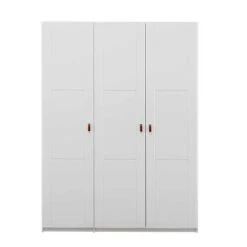 LIFETIME Schrank 150 Cm, 3 Türen, Weiß Massivholz/MDF, Ohne Griffe