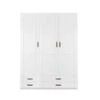 LIFETIME Schrank 150 Cm, 3 Türen, 4 Schubladen Weiß, Massivholz, Ohne Griffe